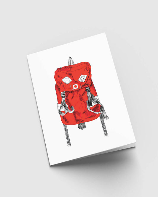 Greeting Card - Knapsack with Canadian Flag Patch