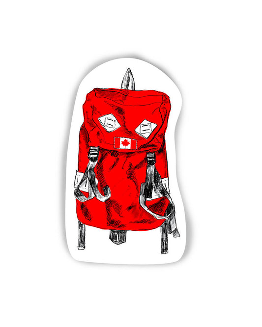 Vinyl Sticker - Knapsack with a Canadian Flag Patch